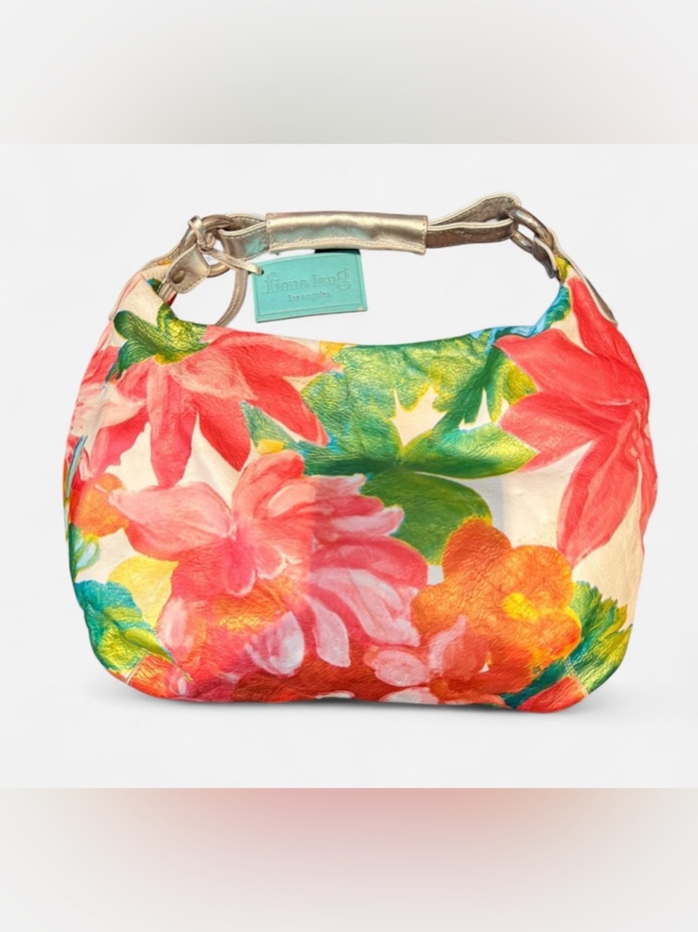 New Fiona Land Floral Genuine Leather Shoulder Bag. Designer Direct